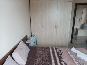 a bedroom with a large bed and a closet at One Bedroom Apartment 10 - Vasil Aprilov 64 Plovdiv in Plovdiv