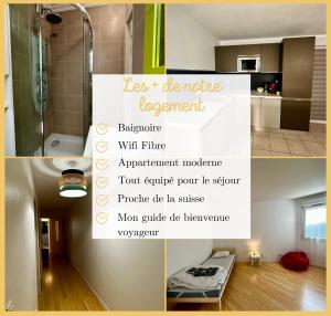 Kylpyhuone majoituspaikassa Appartement T4 Frontière Genève Gallard