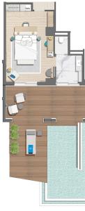 a floor plan of a house with a swimming pool at Vathi Cove Luxury Resort & Spa in Chrysi Ammoudia