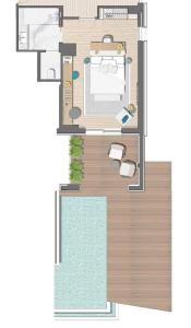 a floor plan of a villa with a swimming pool at Vathi Cove Luxury Resort & Spa in Chrysi Ammoudia