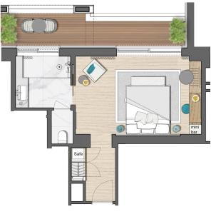 a floor plan of a house at Vathi Cove Luxury Resort & Spa in Chrysi Ammoudia