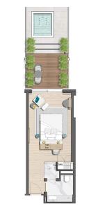 a floor plan of a tiny house at Vathi Cove Luxury Resort & Spa in Chrysi Ammoudia