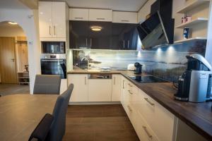 Kuchyň nebo kuchyňský kout v ubytování LuxVil Apartman