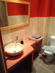 La salle de bains est pourvue d'un lavabo et de toilettes. dans l'établissement Séjour à Béziers, à Béziers