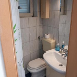a small bathroom with a toilet and a sink at Apartman Selce in Selce