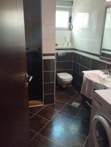 La salle de bains est pourvue de toilettes et d'un lavabo. dans l'établissement The Old Town Terrace Apartments, à Budva