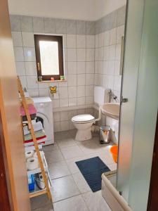 a bathroom with a toilet and a sink at Andrija Apartment in Krnica +26 photos