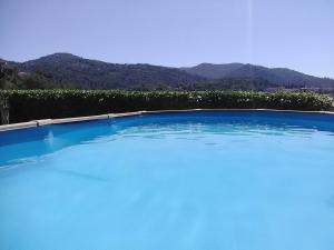 una gran piscina azul con montañas en el fondo en VILLA DE CHARME sur la Côte d'Azur, en Tourrette-Levens
