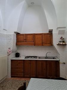 サン・ミケーレ・サレンティーノにあるCasa Stellaのキッチン(木製キャビネット、コンロ付)
