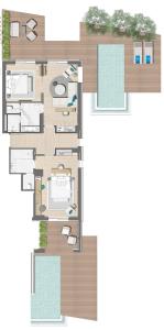 a floor plan of a house at Vathi Cove Luxury Resort & Spa in Chrysi Ammoudia