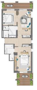 a floor plan of a house at Vathi Cove Luxury Resort & Spa in Chrysi Ammoudia