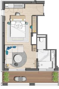 a floor plan of a house at Vathi Cove Luxury Resort & Spa in Chrysi Ammoudia