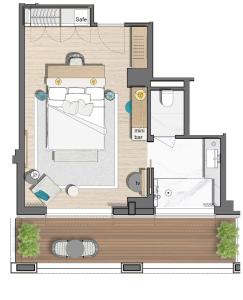 a floor plan of a house at Vathi Cove Luxury Resort & Spa in Chrysi Ammoudia