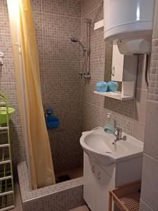 a bathroom with a shower and a sink at Studio apartment Novi Sad in Novi Sad