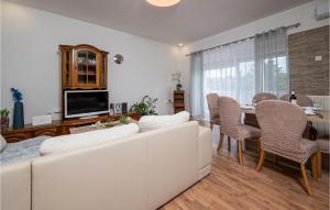 uma sala de estar com um sofá e uma mesa com cadeiras em 2 Bedroom Gorgeous Apartment In Nedescina em Nedeščina