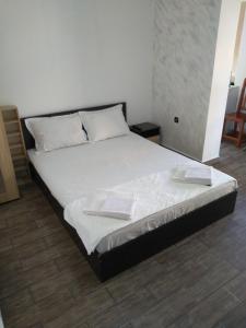 een bed met twee kussens in een kamer bij Guest House Lili in Petrich