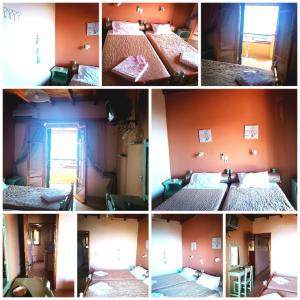 a collage of four pictures of a room at Vassilis Apartments in Paleokastritsa