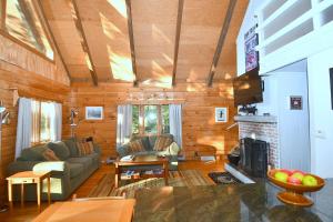 a living room with a couch and a fireplace at The Outlook - Pet Friendly, Grill, Wifi, View, Fire Pit, Deck, Family Friendly, Foosball, Game Room, King Bed, Fireplace in Morton Grove