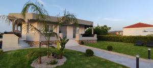 a house with a palm tree in the yard at Villa Giota Luxury Living in Theologos