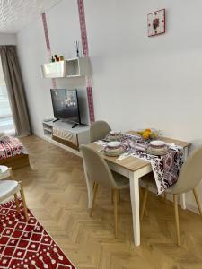TV a/nebo společenská místnost v ubytování Studio Shevitsa- EV Wallbox