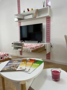 TV a/nebo společenská místnost v ubytování Studio Shevitsa- EV Wallbox