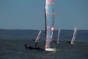 a group of people on a sail boat in the water at Prywatnie nad morzem in Mosty