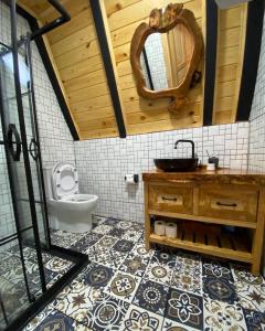 Koupelna v ubytování Furtuna Bungalov