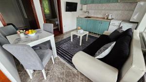 ein Wohnzimmer mit einem Sofa und einem Tisch in der Unterkunft River View - Danube in Čelarevo