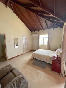 ein großes Schlafzimmer mit einem Bett und einem Sofa in der Unterkunft Da-Vis By The Ocean in Saint Philip
