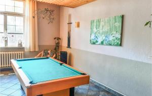 a ping pong table in a living room with a pool table at Nice Apartment In Mirow With 9 Bedrooms And Wifi in Mirow