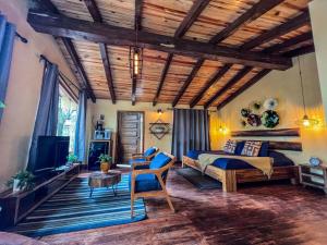 Χώρος καθιστικού στο Cabañas VIP Mazamitla