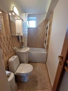 フネドアラにあるAmigoHDのバスルーム(トイレ、洗面台、バスタブ付)