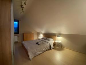 a bedroom with a large bed and a window at Hébergement à 20 min à pied du circuit Spa-Francorchamps in Malmedy