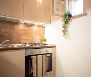 a kitchen with a stove and a sink at Chic apartment in the historic center of Perugia in Perugia