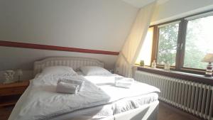 Ein Bett oder Betten in einem Zimmer der Unterkunft Ferien am Biotop