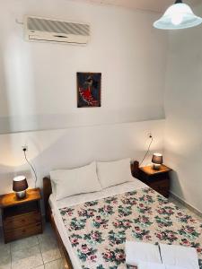 a bedroom with a bed and two night stands at Villa Privata a Cefalonia in Fársa