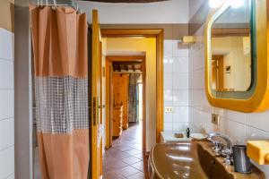 a bathroom with a sink and a mirror at Mansarda Roccatederighi in Roccatederighi