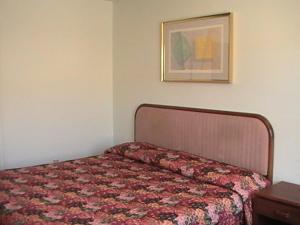 a bedroom with a bed and a painting on the wall at Hometown Inn Galion in Galion