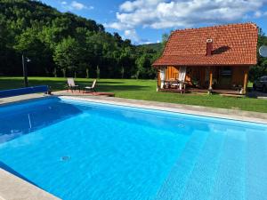 ein großer Pool vor einem Haus in der Unterkunft Spirit of Velebit in Gospić