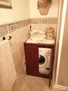 un piccolo bagno con lavatrice in camera di Appartamento con terrazza Borgo San Basilio a Marina di Pisticci