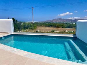 a swimming pool with a view of the mountains at Apleton Villa in Naxos Chora