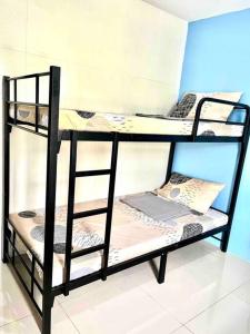 a black bunk bed with a ladder in a room at Rimaven Homes Clark-Dau (w/ Parking, Netflix, Wi-Fi) 