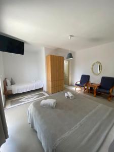 Un pat sau paturi într-o cameră la Vila Azaleea
