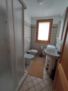 een badkamer met een toilet en een wastafel bij Appartamenti Flora Alpina in Temù