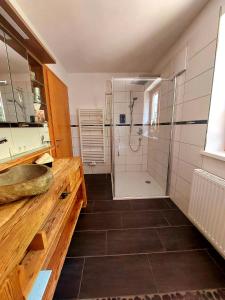 Koupelna v ubytování Ferienhaus Goldener Anker Unterach am Attersee + 36 fotografií