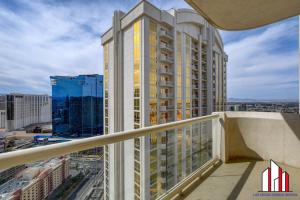 a view of a tall building from a balcony at MGM Signature-32-621 1Br2Ba F1 Strip View Balcony in Las Vegas