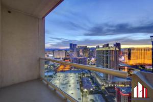a view of a city skyline from a balcony at MGM Signature-32-621 1Br2Ba F1 Strip View Balcony in Las Vegas