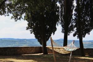 een hangmat in de schaduw van bomen met uitzicht bij Il Salotto di Berentano in San Casciano in Val di Pesa