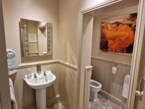 a bathroom with a sink and a toilet at Hay Farm House in Ford