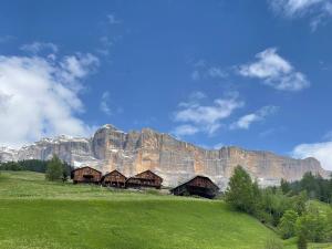 a group of buildings in front of a mountain at DOLOMITISCAPE CHALET in Badia